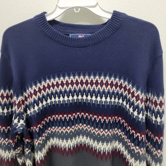 Vineyard Vines Sweater Mens  Classic Fit Fair Isle Crewneck Long Sleeve L Cotton - Picture 2 of 4